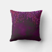 キュートピンクレッドユニコーングリッタードリップスモノグラム クッション (裏面)