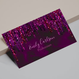 キュートピンクレッドユニコーングリッタードリップ マグネット名刺