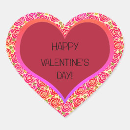 キュートピンクレッドローゼスハートハッピーバレンタインデー ハートシール