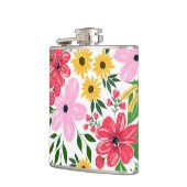 キュートピンクレッド春フローラハンド絵を描デザイン フラスク (左)