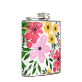 キュートピンクレッド春フローラハンド絵を描デザイン フラスク (右)