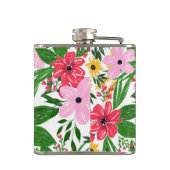 キュートピンクレッド春フローラハンド絵を描デザイン フラスク (裏面)