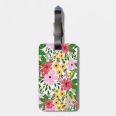 キュートピンクレッド春フローラハンド絵を描デザイン ラゲッジタグ (裏面縦)