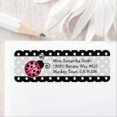 キュートピンクレディバグ水玉模様差出人住所ラベル ラベル (インサイチュ)