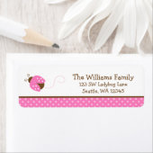 キュートピンクレディバグ水玉模様差出人住所ラベル ラベル (インサイチュ)