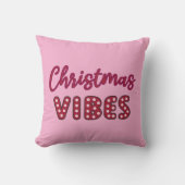 キュートピンクレトロクリスマスビベス クッション (正面)