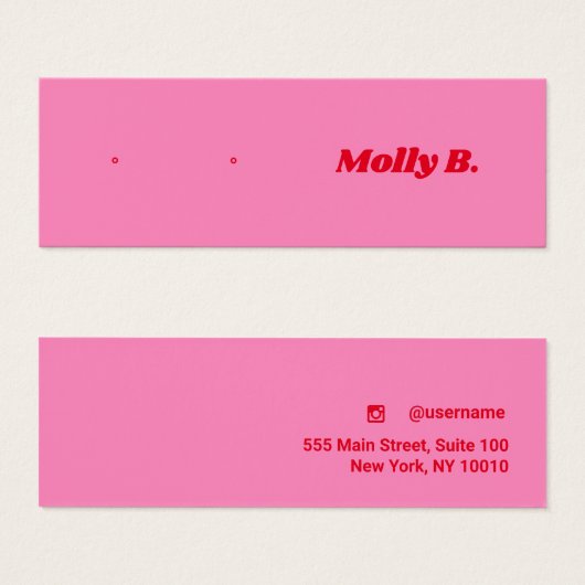 キュートピンクレトロスタッドイヤリングジュエリー表示カード (正面&裏面)