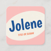 キュートピンクレトロタイポグラフィ スクエア名刺 (正面)