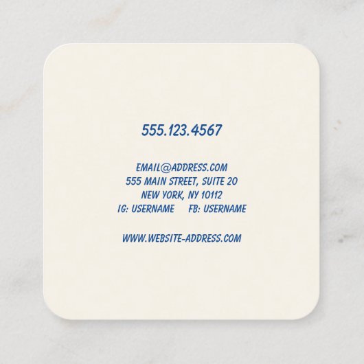 キュートピンクレトロタイポグラフィ スクエア名刺 (裏面)