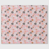 キュートピンクレトロフローラ幽霊ハロウィーン ラッピングペーパー (フラット)