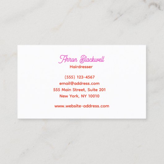 キュートピンクレトロ美容師はさみ 名刺 (裏面)