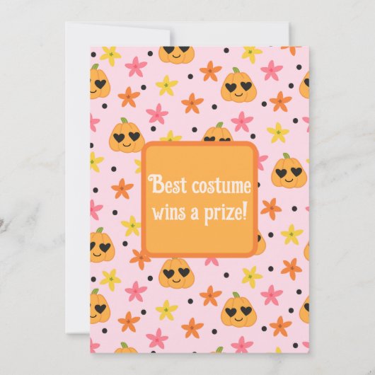 キュートピンクレトロ誕生日ハローウィンパーティ 招待状 (裏面)