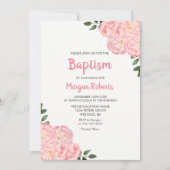 キュートピンクローズガールバプテスマ《キリスト教》洗礼式や命名式招待状 招待状 (正面)