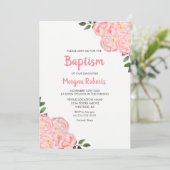 キュートピンクローズガールバプテスマ《キリスト教》洗礼式や命名式招待状 招待状 (スタンド正面)
