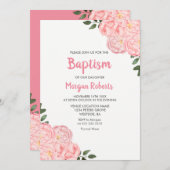 キュートピンクローズガールバプテスマ《キリスト教》洗礼式や命名式招待状 招待状 (正面/裏面)