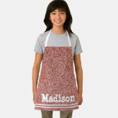 キュートピンクローズ金ゴールドグリッターガパーソナライズされたールズ エプロン (インサイチュ)