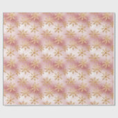 キュートピンクローズ金ゴールドスノーフレークフェスティバルパターン ラッピングペーパー (フラット)