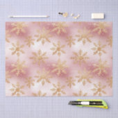 キュートピンクローズ金ゴールドスノーフレークフェスティバルパターン 薄葉紙 (クラフト)