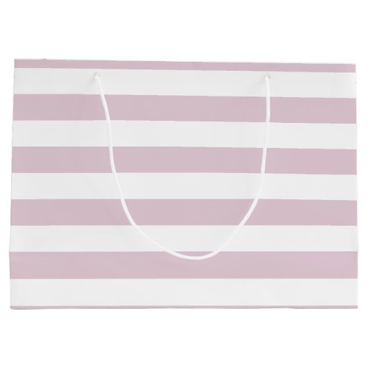 キュートピンクローズ金ゴールドフローラストライプのファースト誕生日 ラージペーパーバッグ (裏面)