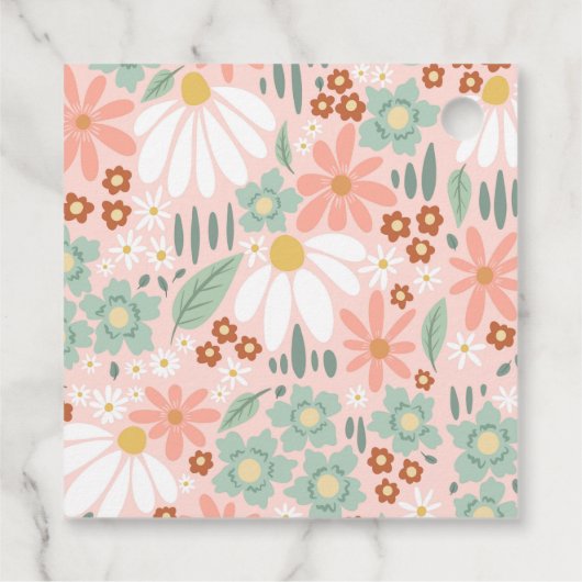 キュートピンクワイルドフラワーデイジーガールズ誕生日 フェイバータグ (裏面)