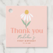 キュートピンクワイルドフラワーデイジーガールズ誕生日 フェイバータグ (正面)