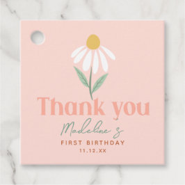 キュートピンクワイルドフラワーデイジーガールズ誕生日 フェイバータグ