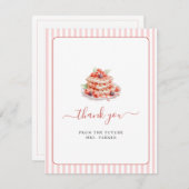 キュートピンクワッフルブランチブライダルシャワーフラット サンキューカード (正面/裏面)