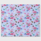 キュートピンクヴィンテージクリスマススクーターラッピング紙 ラッピングペーパー (フラット)