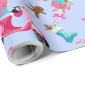キュートピンクヴィンテージクリスマススクーターラッピング紙 ラッピングペーパー (ロールコーナー)