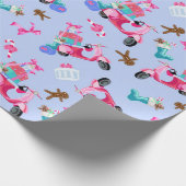 キュートピンクヴィンテージクリスマススクーターラッピング紙 ラッピングペーパー (角)