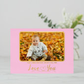 キュートピンク写真テンプレートフォイルホリデーカード 箔シーズンカード (立ち正面)