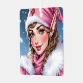 キュートピンク小妖精や小人フェスティバルクリスマス メタルオーナメント (正面左)