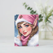 キュートピンク小妖精や小人 | メリークリスマスパーソナライズされた シーズンポストカード (スタンド正面)