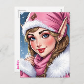 キュートピンク小妖精や小人 | メリークリスマスパーソナライズされた シーズンポストカード (正面/裏面)