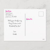 キュートピンク小妖精や小人 | メリークリスマスパーソナライズされた シーズンポストカード (裏面)