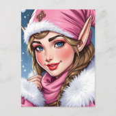 キュートピンク小妖精や小人 | メリークリスマスパーソナライズされた シーズンポストカード (正面)