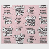 キュートピンク幽霊ハロウィーン誕生日ピンク ラッピングペーパー (フラット)