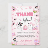 キュートピンク幽霊ハロウィーン誕生日 サンキューカード (正面)