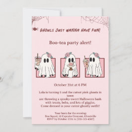 キュートピンク幽霊ハローウィンパーティ招待状かわいい 招待状