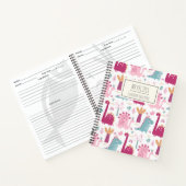 キュートピンク恐竜キッズパーソナライズされたレシピ ノートブック (内部)