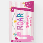 キュートピンク恐竜ストンプチョンプローガール誕生日 横断幕 (縦)