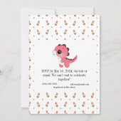 キュートピンク恐竜テーマベビーシャワー招待状 招待状 (裏面)