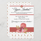 キュートピンク恐竜テーマベビーシャワー招待状 招待状 (正面/裏面)