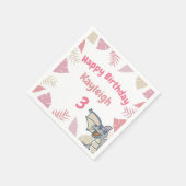 キュートピンク恐竜ドラゴン誕生日 スタンダードカクテルナプキン (角)