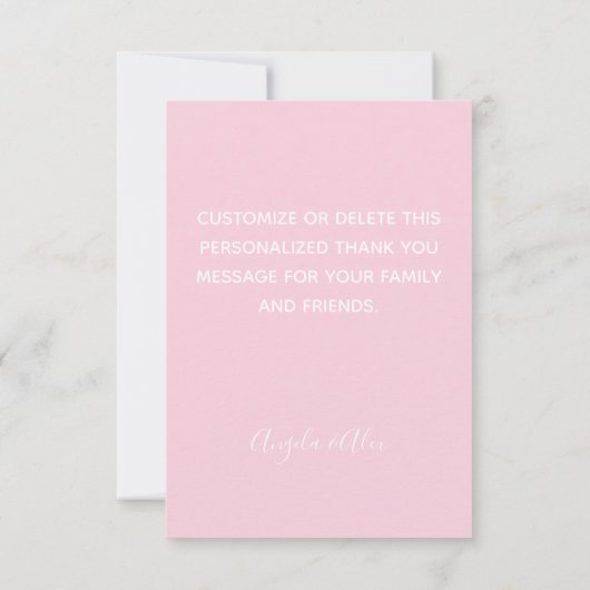 キュートピンク格言新郎新婦結婚ズ サンキューカード (裏面)