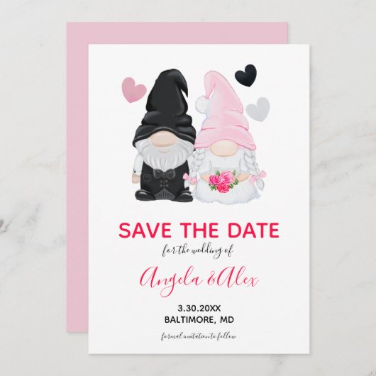 キュートピンク格言新郎新婦結婚ズ セーブザデート (正面/裏面)