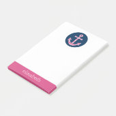 キュートピンク水玉模様いかりwithネイビー名前をカスタムする ポストイット (アングル)