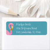 キュートピンク水玉模様フラミンゴ ラベル (インサイチュ)