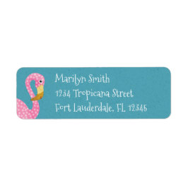キュートピンク水玉模様フラミンゴ ラベル