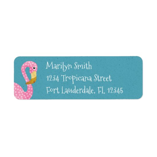 キュートピンク水玉模様フラミンゴ ラベル (正面)